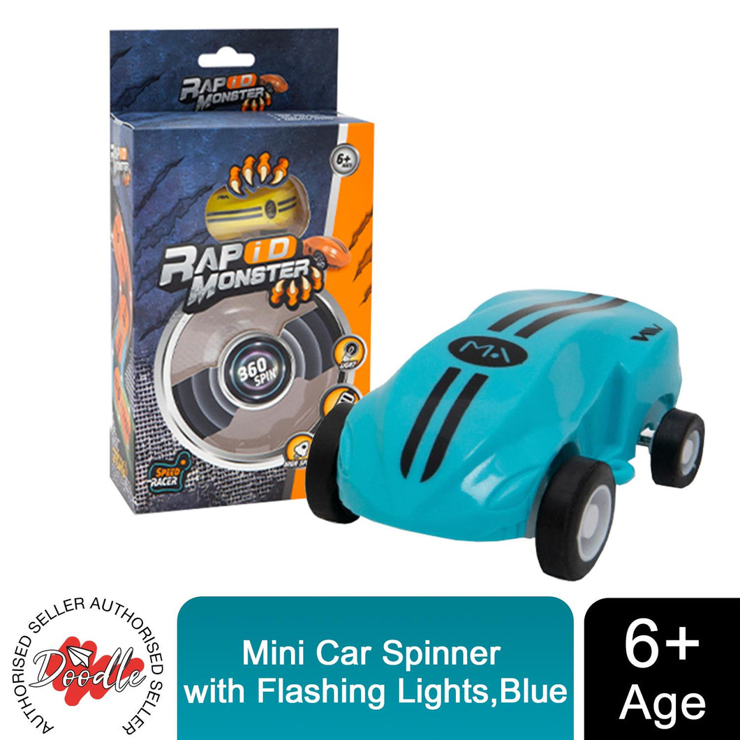 Doodle Mini Car Spinner with Flashing Lights, Blue