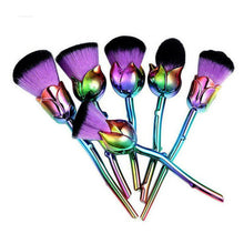 Load image into Gallery viewer, 6pc Beauty and the Beast-Inspired Rose Makeup Brushes with Glossy Handles