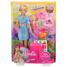 Load image into Gallery viewer, Barbie® Doll and Travel Set with Puppy, Luggage and 10+ Accessories, Multicolour