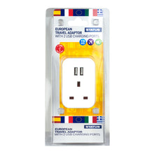 Load image into Gallery viewer, Status European Plug Through Travel Adaptor with 2 USB Ports