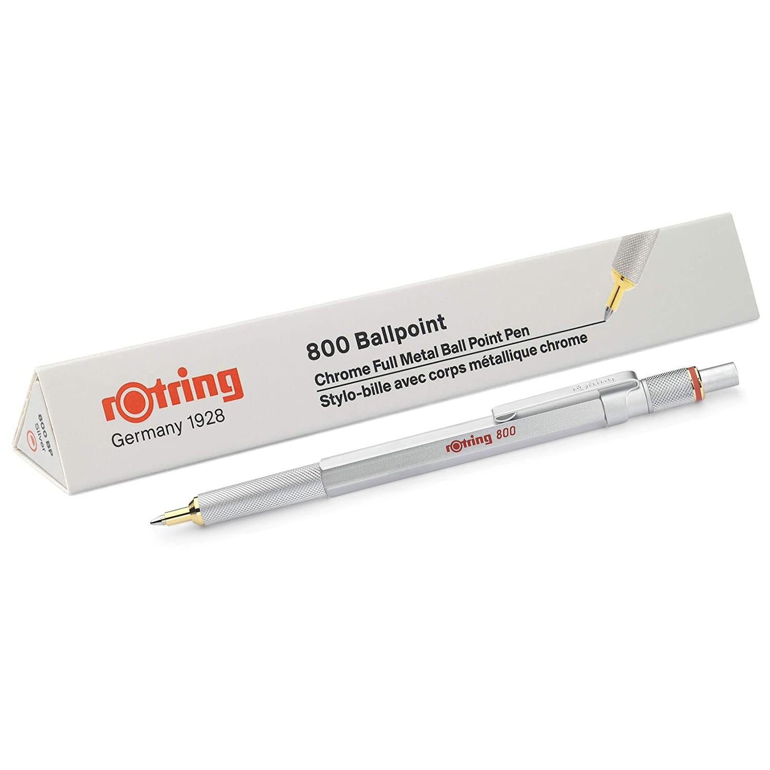 rOtring 800 Retractable Ballpoint Pen, Medium Point, Silver