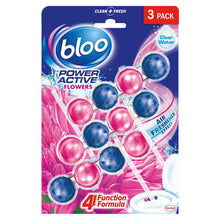 Load image into Gallery viewer, Bloo Power Active Toilet Rim Block Fresh Flowers Anti-Limescale 3 x 50g 5 packs