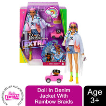 Load image into Gallery viewer, Barbie Extra Doll in Denim Jacket with Rainbow Braids