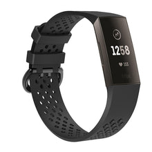 Load image into Gallery viewer, AQ Holes Soft Silicone Replacement Strap Band for Fitbit Charge 3 - Black Large