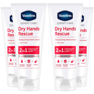 2x or 4x 200ml Vaseline Expert Care Dry Hands Rescue Moisturising Cream+Anti-bac