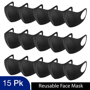 Unisex Face Mask Washable, Reusable, Breathable & Ear Loops 3D Shape Mask, Black
