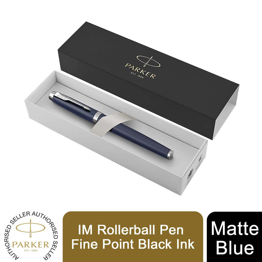  Parker IM Rollerball Pen Matte Blue Fine Point Black Ink Gift  Box : Office Products