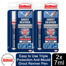 Load image into Gallery viewer, Unibond Easy to Use Triple Protection Anti-Mould Grout Reviver Pen 7ml, 2 Pack