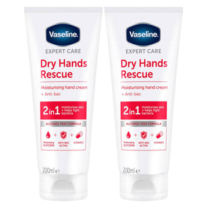 2x or 4x 200ml Vaseline Expert Care Dry Hands Rescue Moisturising Cream+Anti-bac