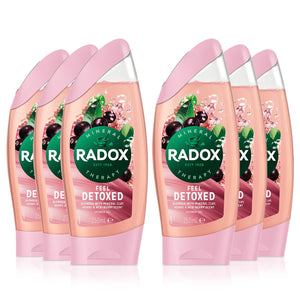 Radox Feel 2-in-1 Shower Gel, Feel Detoxed, 6 Pack, 250ml