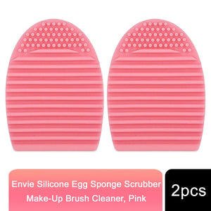 2x Envie Silicone Egg Sponge Scrubber Make-Up Brush Cleaner - Pink