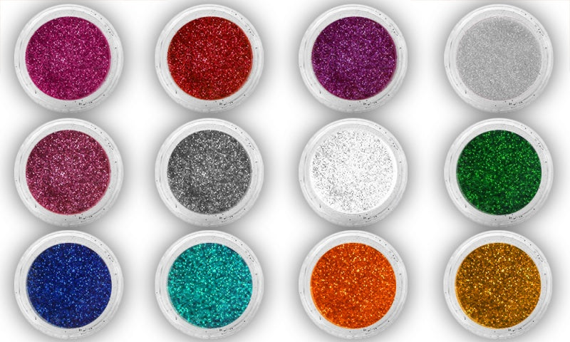 12 Colour Nail and Eyeshadow Glitter Dust Powder