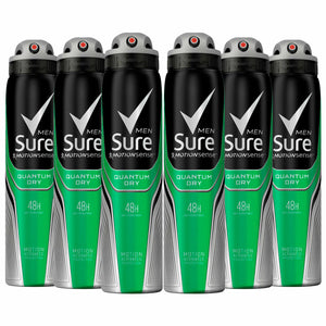 Sure Men Anti Perspirant 48H Protection Quantum Dry Deodorant, 6 Pack, 150ml