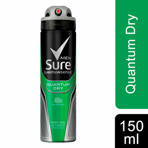 Sure Men Anti Perspirant 48H Protection Quantum Dry Deodorant, 6 Pack, 150ml