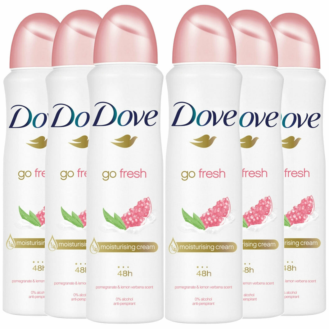 Dove Women Anti-Perspirant Deodorant Spray, Pomegranate & Lemon, 6 Pack, 150ml