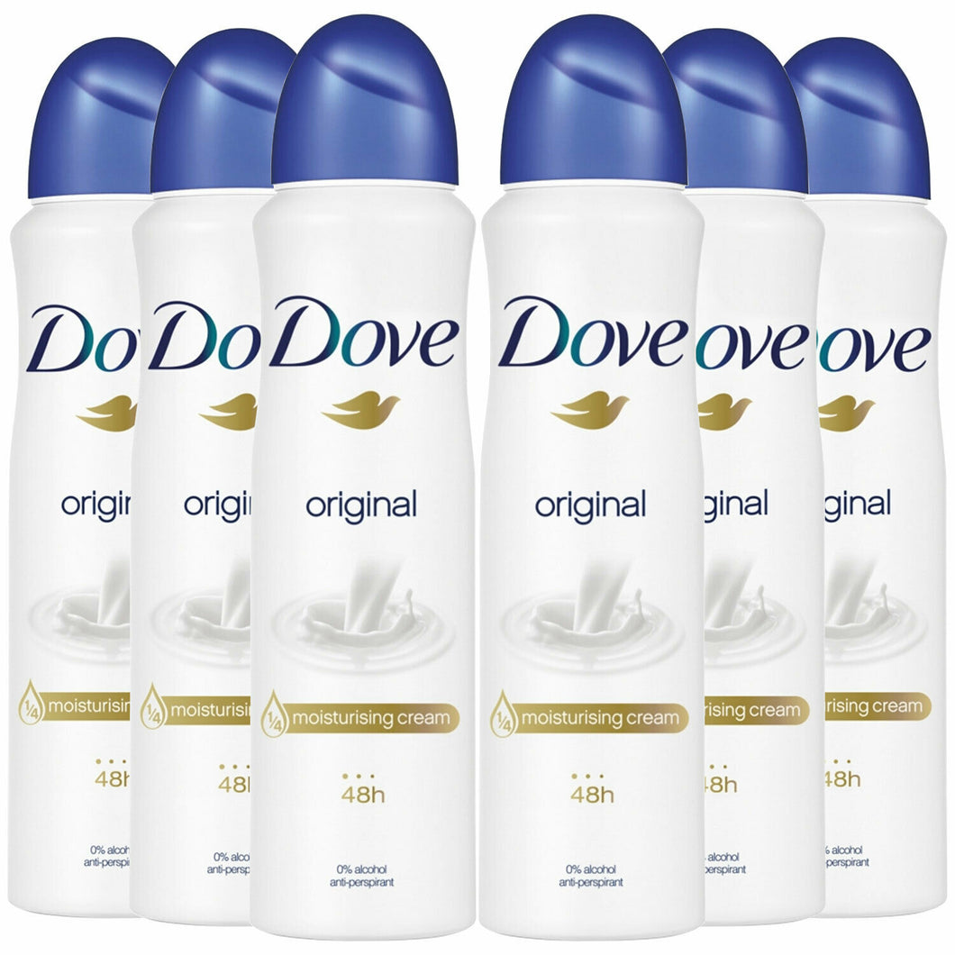 Dove Women Anti-Perspirant Deodorant Spray, Original, 6 Pack, 150ml