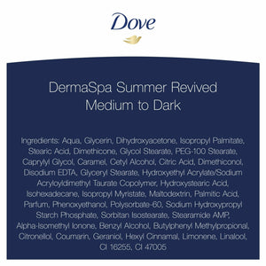 Dove DermaSpa Summer Revived, Medium to Dark Skin Body Lotion, 6 Pack, 200ml
